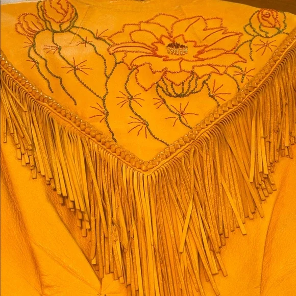 Embroidered Fringe Leather Jacket with beautiful bead work - Picture 6 of 13